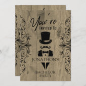 バチュラーパーティヴィンテージツキシード招待状 招待状 (正面/裏面)