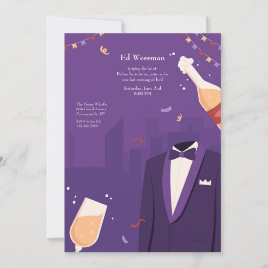 バチュラーパーティ夜 招待状 (正面)