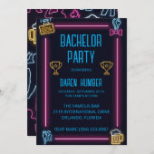 バチュラーパーティ招待状 – ネオンデザイン 招待状 (正面/裏面)