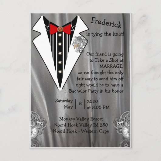 バチュラーパーティ招待状 ポストカード (正面)