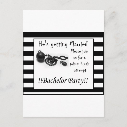 バチュラーパーティ招待状 – 脱獄 インビテーションポストカード (正面)