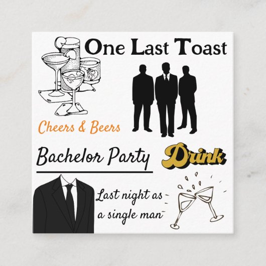 バチュラーパーティ招待 エンクロージャーカード (正面)