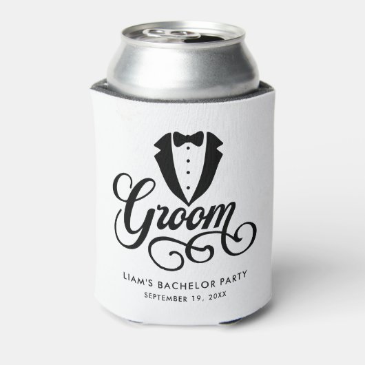 バチュラーパーティ用のグルームギフト結婚&s 缶クーラー (缶裏面)