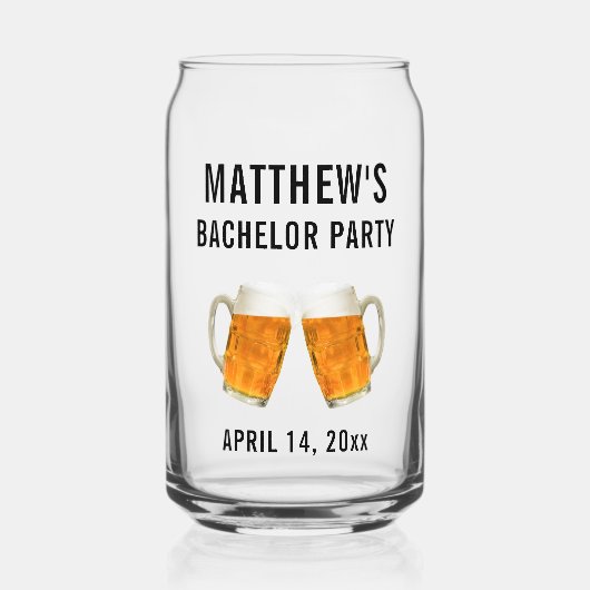 バチュラーパーティ結婚式の引き出物ビール応援 ガラス缶 (正面)
