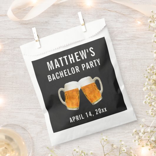 バチュラーパーティ結婚式の引き出物ビール応援 フェイバーバッグ (クリップ留めされた状態)