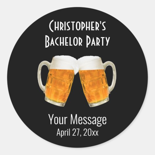 バチュラーパーティ結婚式の引き出物ビール応援 ラウンドシール (正面)