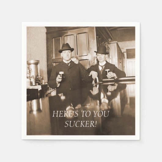 バチュラーパーティ1890のメンズビールはこちら2あなたの吸盤 スタンダードカクテルナプキン (正面)
