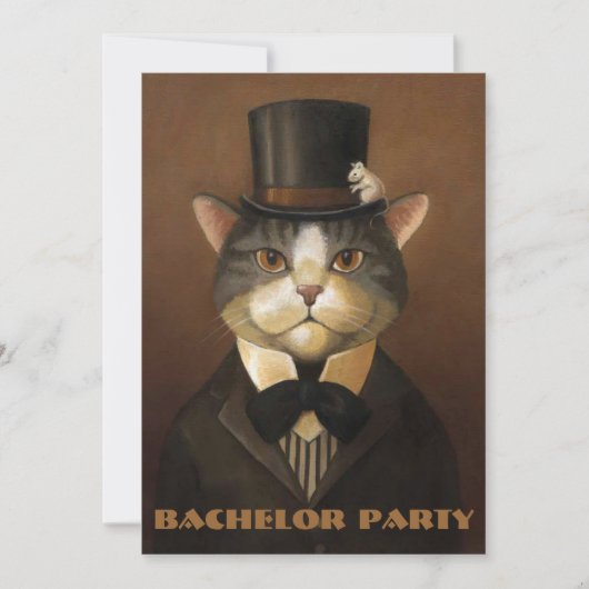 バチュラーパーティ、新郎のシャワー、雄鹿パーティー…. 招待状 (正面)