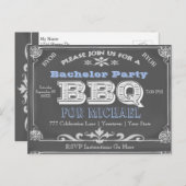 バチュラーパーティ | BBQ |ヴィンテージシャルボード インビテーションポストカード (正面/裏面)