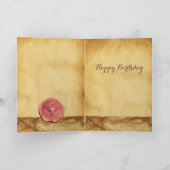 バッカス、ブドウ及びバラワインパーチメント誕生日 カード (内部)