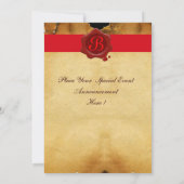 バッカス ワインチェック パーティー 赤いワックスシール パーチメント 招待状 (裏面)