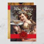 バッカス ワインチェック パーティー 赤いワックスシール パーチメント 招待状 (正面/裏面)