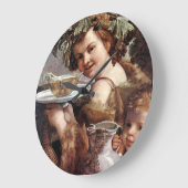 バッカス、葡萄、白ワイン ラージ壁時計 (傾斜)