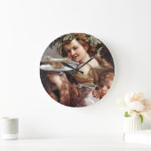 バッカス、葡萄、白ワイン ラージ壁時計 (ホーム)