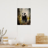 バッガーウッドランドアニマルアートプリントポスター ポスター (キッチン)