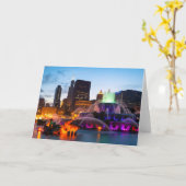 バッキンガムの泉が夜に灯される カード (黄色い花)