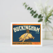 バッキンガムバートレットリンゴ – ヴィンテージ枠ラベル ポストカード (スタンド正面)