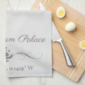 バッキンガムパレス緯度と経度 キッチンタオル (四つ折り)