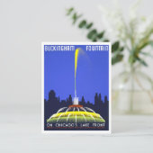 バッキンガム噴水用ヴィンテージ旅行ポスター ポストカード (スタンド正面)