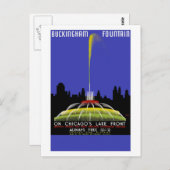 "バッキンガム噴水，シカゴ" Vintage Travel ポストカード (正面/裏面)
