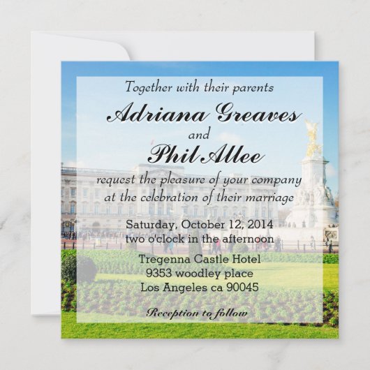 バッキンガム宮殿およびビクトリア記念物 招待状 (正面)