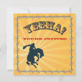バッキングブロンコカウボーイバースデーパーティーの招待 招待状 (裏面)