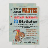 バッキングブロンコカウボーイ誕生日パーティー招待状 招待状 (正面/裏面)