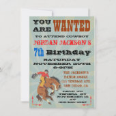 バッキングブロンコカウボーイ誕生日パーティー招待状 招待状 (正面)