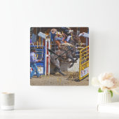 バッキングベアバックブロンコとロデオカウボーイクロック スクエア壁時計 (ホーム)