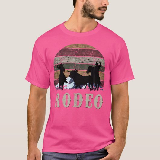 バッキングRodeoカウボーイチームローピングホースライディングブラック Tシャツ (正面)