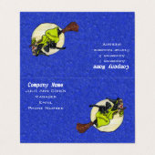 バックおもしろいムーン飛んでいるブルーのブロム猫の魔女 名刺 (外部フラット)