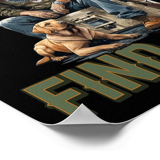 バックとのまわりに見つけ出すトランプおもしろい迷彩柄狩り ポスター (角)