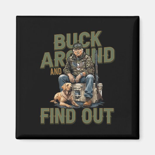 バックとのまわりに見つけ出すトランプおもしろい迷彩柄狩り マグネット (正面)