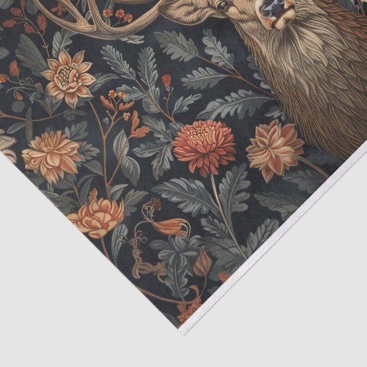 バックと〔雄ジカの〕枝角と花の切り離し 薄葉紙 (詳細)