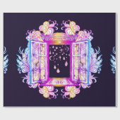 バックに対するペンダントを持つ開いたヴィンテージウィンドウ ラッピングペーパー (フラット)