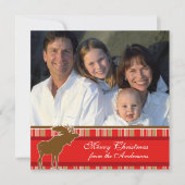 バックの鹿のクリスマスカード 招待状 (正面)