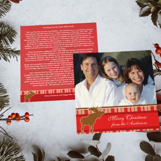 バックの鹿のクリスマスカード 招待状