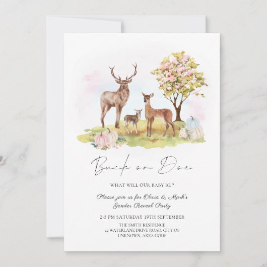 バックまたはドエディアオータム秋性別の表示 招待状 (正面)