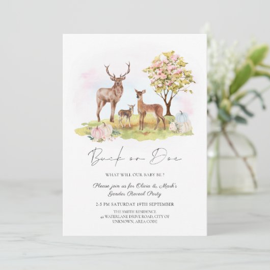 バックまたはドエディアオータム秋性別の表示 招待状 (スタンド正面)