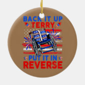 バックアップTerryを逆火の中に置く米国のフラグ セラミックオーナメント (裏面)