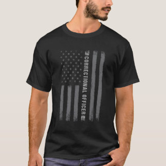 バックアメリカ国旗の矯正将校 Tシャツ