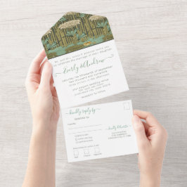 バックアールヌーボートンフライリリーPad Allで写真 オールインワン招待状