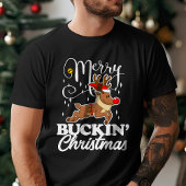 バックイメリーンクリスマス・ルドルフ・トナカイおもしろい Tシャツ