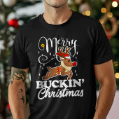 バックイメリーンクリスマス・ルドルフ・トナカイおもしろい Tシャツ