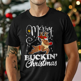 バックイメリーンクリスマス・ルドルフ・トナカイおもしろい Tシャツ