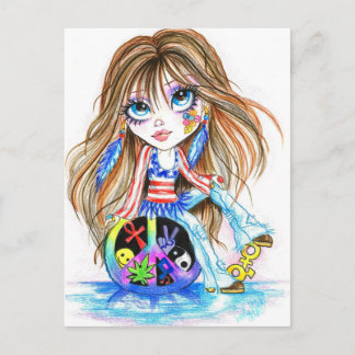 バックインザデイHippieファンタジーアートポストカード ポストカード