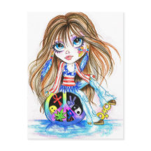 バックインザデイHippieファンタジーアートポストカード