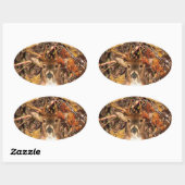 バックイン迷彩柄ホワイトテールディア 楕円形シール (シート)