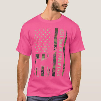 バックイ最高のンパポー迷彩柄アメリカンフラッグディアー狩り Tシャツ