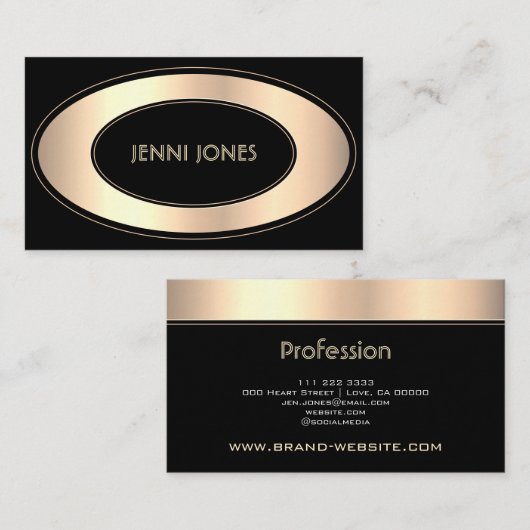 バックエレガントおよび金ゴールドカラープロフェッショナルトレンディー 名刺 (正面/裏面)